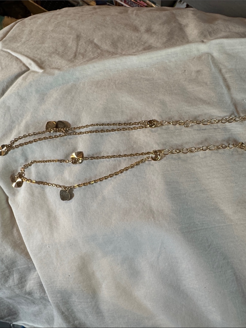 Gold-Tone Layered (2 included in listing) Chain Anklet with Disc Charms